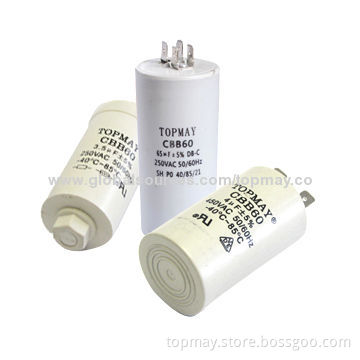 Polypropylene Film Capacitor w/250 to 500V AC Rated Voltage & 8 to 100μ, F Capacitance RangeNew